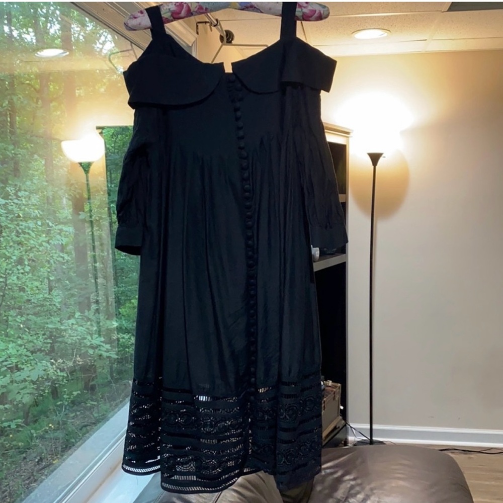 Anthropologie Black Off-Shoulder Sundress with Puff Sleeves